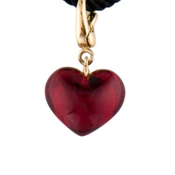 BACCARAT 18K 750 YELLOW GOLD CHARM CRYSTAL HEART PENDANT NECKLACE - Picture 3 of 9